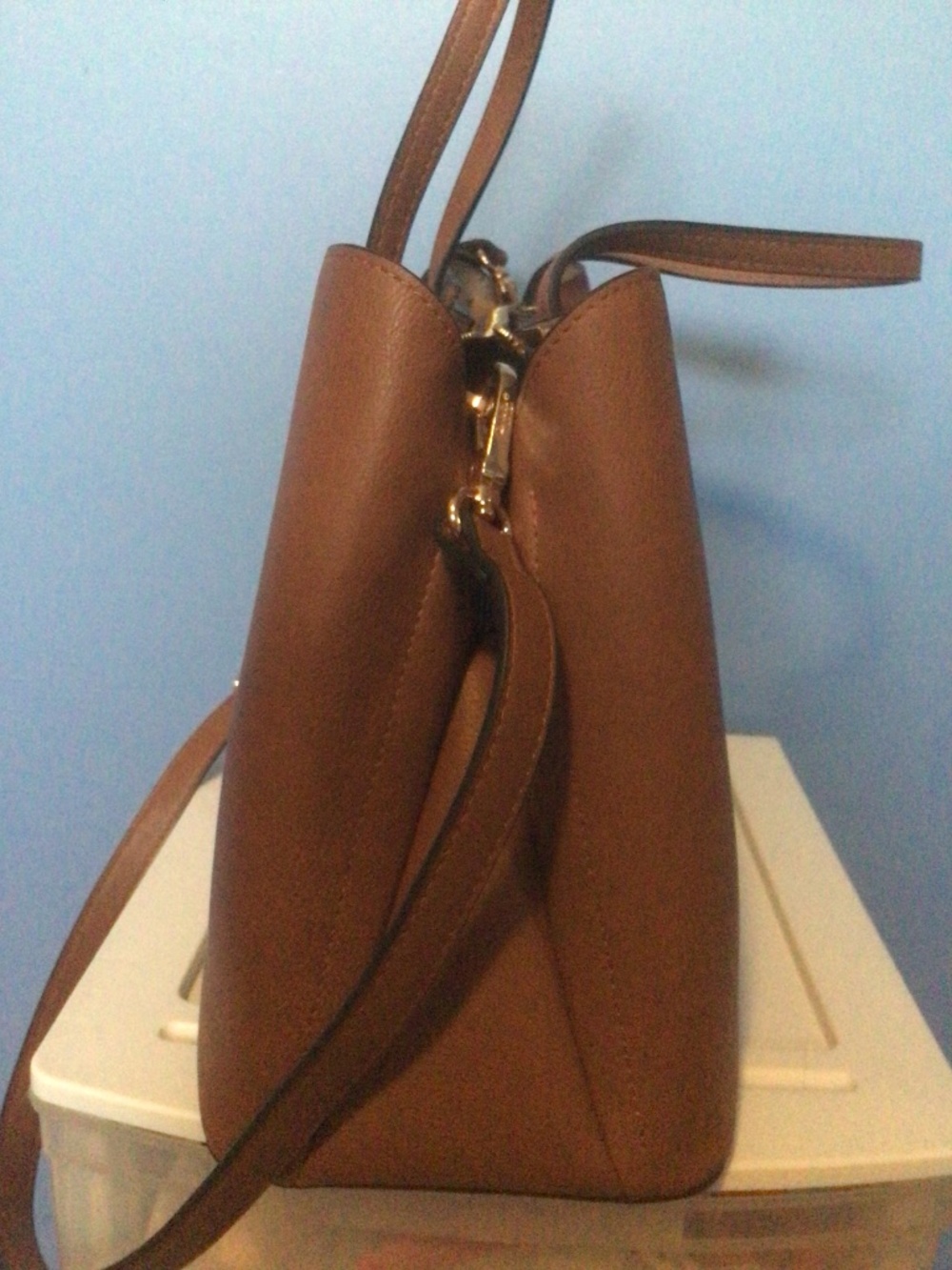 👜 NWOT Dune London Faux Vegan Leather Lined Tote With Carrier Bag 👜 - Picture 6 of 12